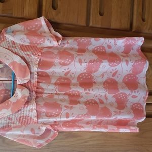 Apple and flower sheer blouse